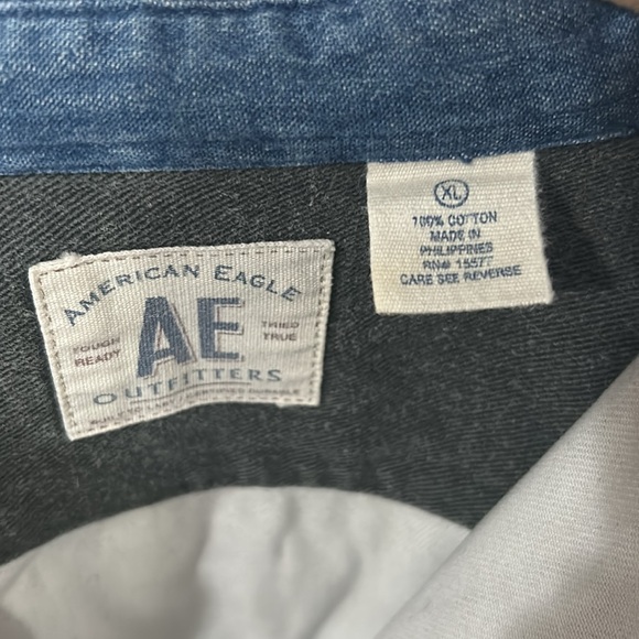 AE Denim Button-Up Shirt with Blue Collar - Picture 2 of 4